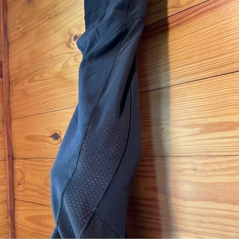 Lululemon Black Mesh 28” Full Length High Rise Activewear Workout Leggings 4